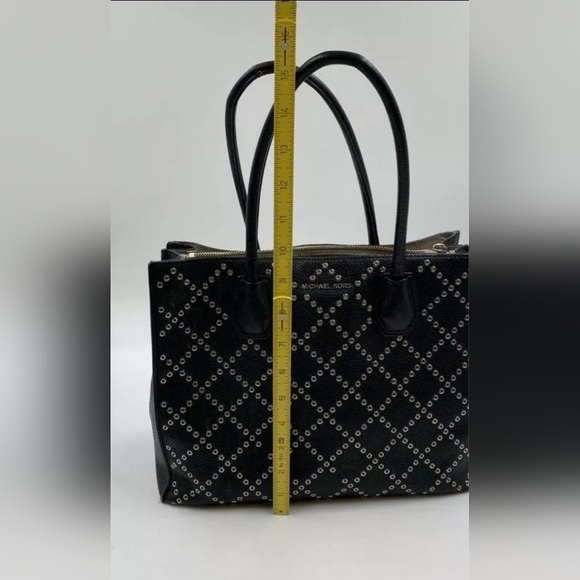 Michael Kors MK Dark Brown Black Grommet Mercer Studded Tote Bag purse Handbag - Picture 10 of 10